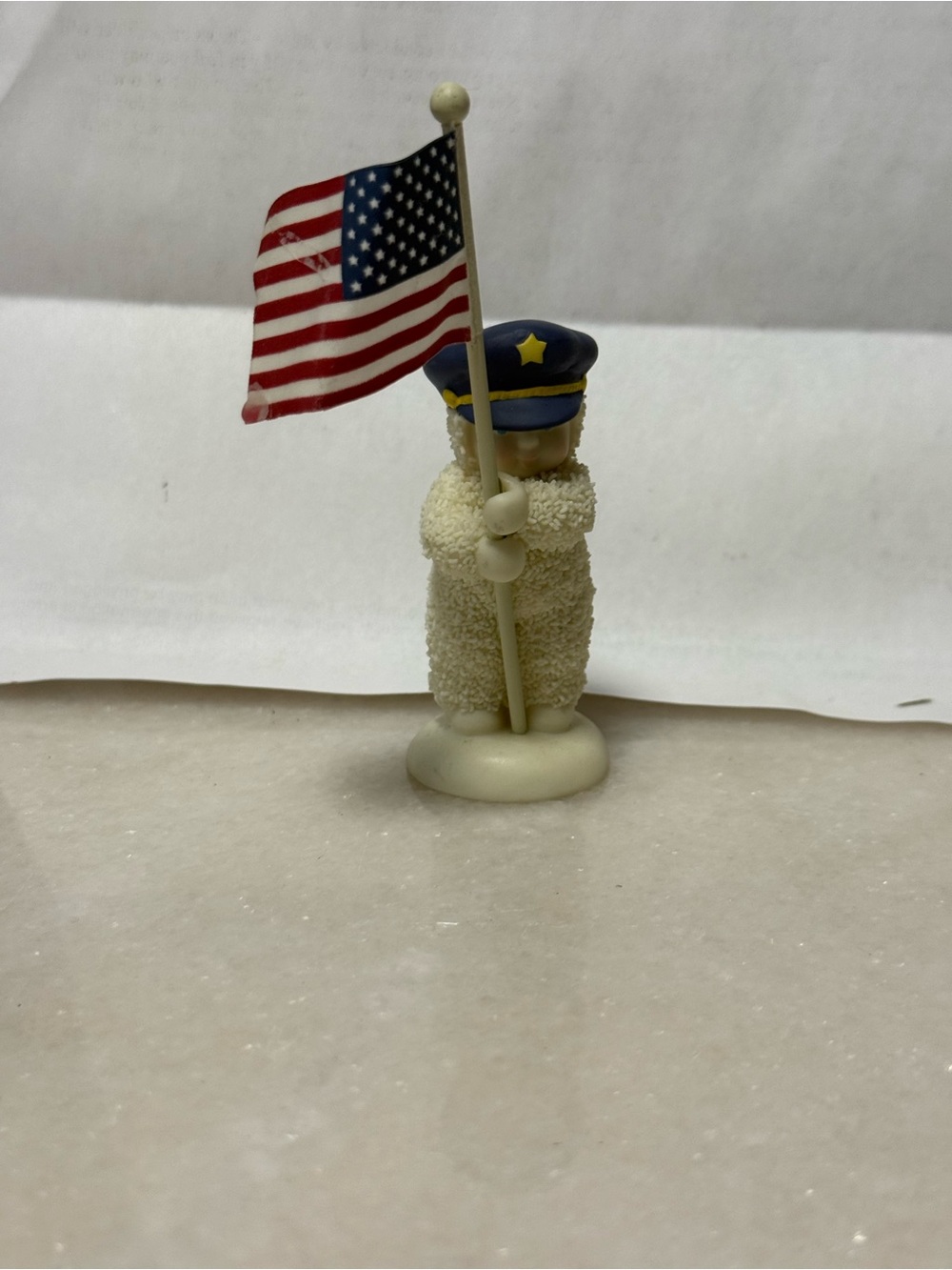 Snowbabies 2003 Policeman Holding American Flag "To Protect You" Dept. 56 06019